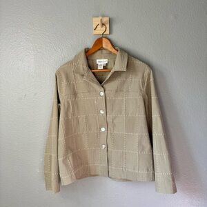Coldwater Creek Patchwork Texture Jacket Beige Tan Women’s PS Petite Small